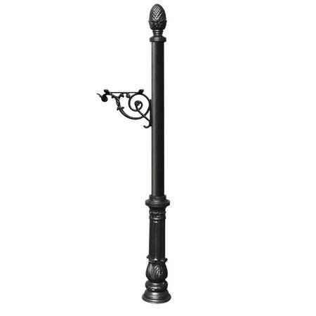 QUALARC Post only, w/support bracket, decorative ornate base, pineapple finial LPST-703-BL
